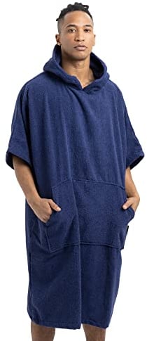 HOMELEVEL Badeponcho Damen und Herren - Surf Poncho aus 100% Baumwolle - Tuch für Erwachsene - Unisex Bademantel - Badetuch mit Kapuze