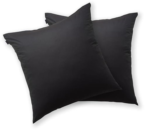 BRIELLE 2er Set 100% Baumwolle Kissenbezug 80 x 80 cm, Dunkelgrau - Renforcé, Kopfkissenbezug mit verdecktem Reißverschluss Kissenbezüge
