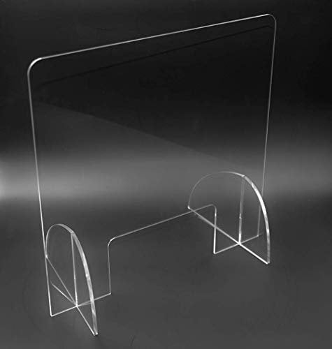 seribas Mampara Metacrilato Mostrador Transparente (100cm x 80cm) Sistema de Prevención Ligero y Estable.
