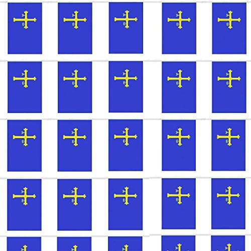 Durabol Cadena De Bandera Asturias Comunidades autónomas de España 70 Banderin 20 X 30 CM - 50 Metro