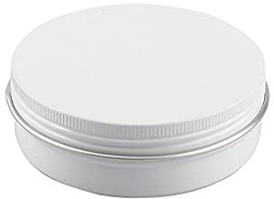 ZEOABSY 100 Pièces 100ml Pots en Aluminium Vide Rond Blanc Petit Cosmétiques Pot Conteneurs for Fait Main Bougies Crème Baume Voyage, 10x Spatule, 4X Étiquettes
