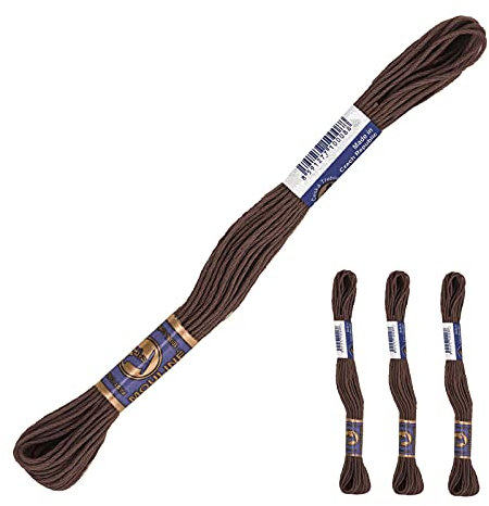 3 Docken Stickgarn je ca. 8m / Sticktwist 100% Baumwolle Stickerei verschiedene Farbwahl, Farbe :7992 dunkelbraun
