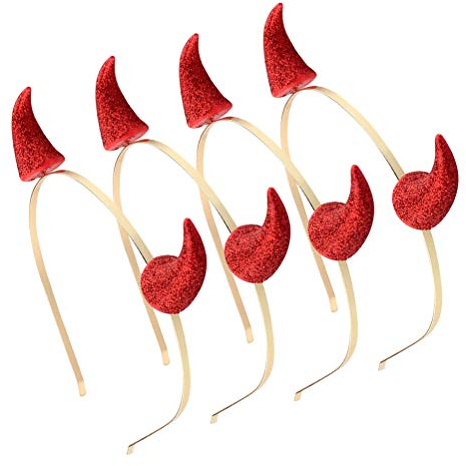 Generic 4 rote Teufelshörner Stirnband Halloween Pailletten Haar Hoop Teufel Horn Ohren Haarspangen Cosplay Kopfschmuck Maskerade Requisiten Zubehör