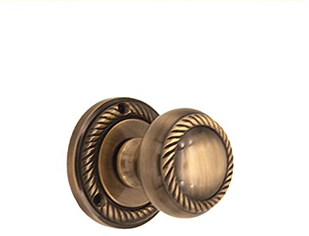 Infinity Decor Solid Brass Georgian Rope Design Mortice Door Knobs Set 50mm - Antique Brass Sprung Pull Handles Ideal for Interior and Exterior Doors