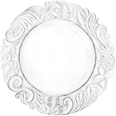 Koyal Wholesale 35,6 cm (14 Zoll), antik-weiß, barock, Platzteller für Hochzeiten, Feiertage, Veranstaltungen, Großpackung, robuste Acrylplatten für Essgeschirr, Geschirr, Tischdekoration