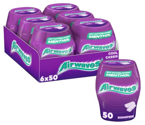 Airwaves Cool Cassis Kaugummi zuckerfrei, frischer Atem, 6x50 Dragees