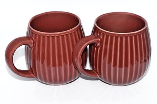 Saumo 2er Set 480 ml Hochwertige Handgefertigte Kaffeetassen aus Porzellan, Kaffee - Tasse in Modern Vintage Design - große Kaffeebecher mit großem Henkel für Kaffee & Tee