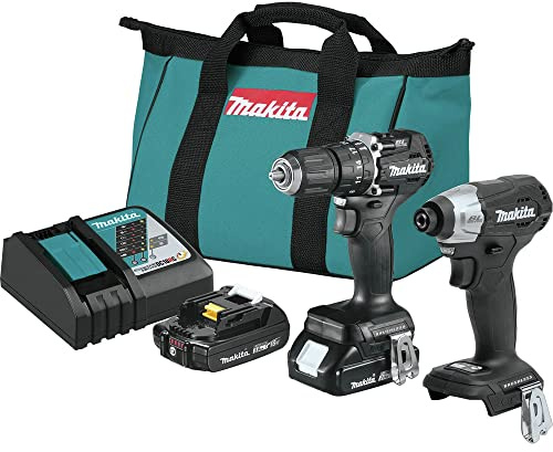 Makita CX205RB 18V LXT Sub-Compact Brushless Lithium-Ion 1/2 in. Cordless Hammer Driver Drill and Impact Driver Combo Kit with 2 Batteries (2 Ah)