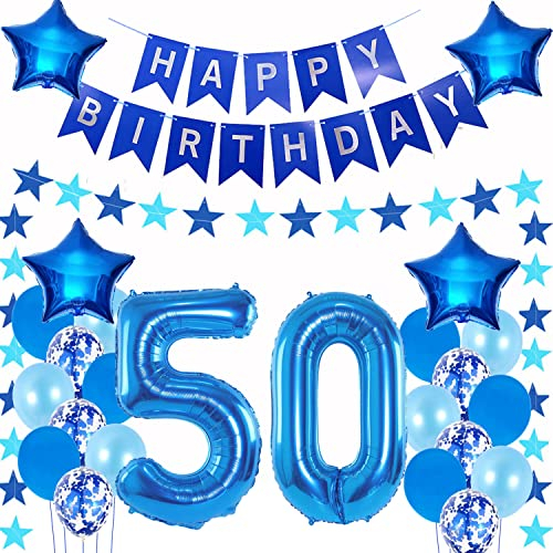 Luftballons 50. geburtstag mann deko blau,Geburtstagsdeko 50 jahre mann,Folienballon 50 Geburtstag Dekoration männer,deko 50. Geburtstag Mann Deko blau,geburtstags banner 50 deko