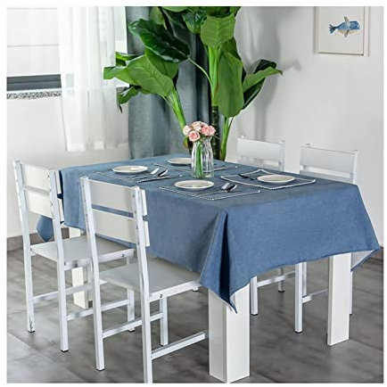 EHOMERY Garten Tischdecken Für Draußen Eckig Tischtuchhalter Für Draußen Einfache Volltonfarben Tischdecken Zum Besticken Tischtuch Zum Selber Sticken Blau Tischschutz Dekoration 140X200Cm