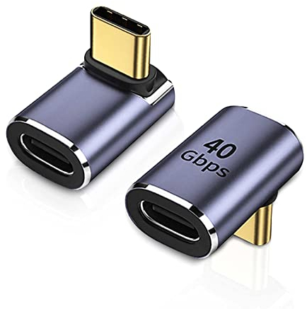 RUIZHI 2-in-1 USB C 90° Adapter - Typ C auf Typ C, USB 4.0 40Gbps, Datenübertragung & Ladefunktion für Laptop, Tablet & Telefon