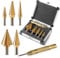 STAHLWERK HSS Stufenbohrer/Kegelbohrer Set 6 Teile mit TiN-Beschichtung, Senkbohrer/Metallbohrer inklusive Automatik-Körner und Aluminiumkoffer