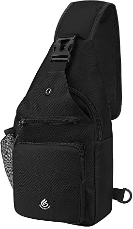 PivotWing Brusttasche Herren, Umhängetasche Herren Damen Crossbody Sling Bag Wasserdicht Kurztour Trival Wandern Camping Schultertasche Cross Body Chest Bags Schwarz