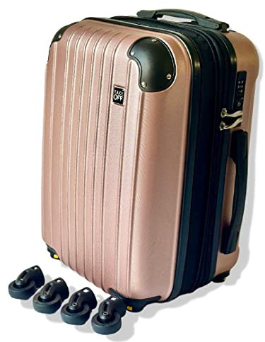 Take OFF Luggage Trasformate da bagaglio a mano rigido da sottosella, Oro rosa, 18 inch - 2.0, Bagaglio rigido con ruote girevoli rimovibili