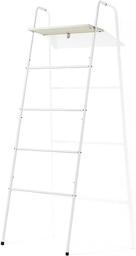 Escalera de 5 niveles, escalera decorativa para ahorrar espacio, de acero, para salón, baño, dormitorio, color blanco