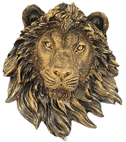 Artibetter Decoración De Pared Cabeza De León Simulada De Resina Para Hogar Y Café Escultura Realista De Animal Para Salón