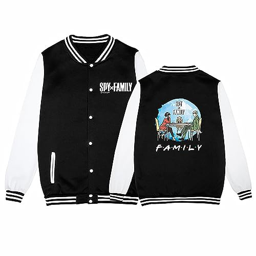 sdfsdfsd Anime SPY×FAMILY Cartoon Baseball Jacke,Unisex Schwarz Sweatshirt Verwendet Für Manga Fans Geschenke Cosplay