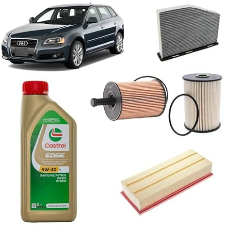 Kit tagliando 4 filtri + 5L olio Edge 5W-30 LL compatibile con Audi A3 8P1 1.9 TDI,BLS/BXE/BKC