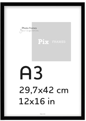 Pix FRAMES Bilderrahmen A3 - Holz Fotorahmen 30x42 cm - Holzbilderrahmen mit Scheiben aus Plexiglas - Bilderrahmen Holz zum Aufhängen - Wooden Picture Frame - Photo Frame zum Aufstellen