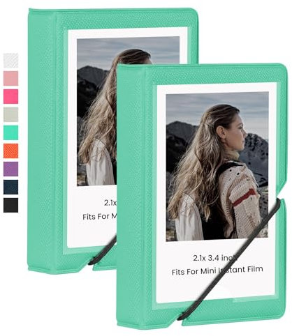 Lifting Paquete de 2 mini álbumes de fotos con 28 bolsillos de fotos de 2 x 3 pulgadas, compatible con Fujifilm Instax Mini 7s 8 9 11 25 26 40 50s 90 Evo Z2300 cámara instantánea, Polaroid Snap,