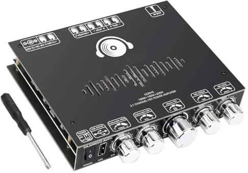 DollaTek Placa amplificadora Bluetooth de 2.1 canales Placa amplificadora Bluetooth alta potencia 160W + 160W + 220W Compatible con control de aplicaciones Admite USB Bluetooth Entradas AUX de 3.5 mm