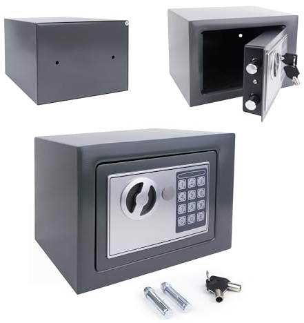 4.6L Mini Safe Tresor MöBeltresor Klein, für Zuhause mit Zahlenschloss und 2 Schlüssel, für Bargeld Medikamente Schmuck, 25 * 35 * 25 cm, Grau