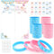 MXTIMWAN 77 Pezzi Set Poster Baby Shower Adesivi Boy or Girl con Braccialetti per Gender Reveal Party, Gender Reveal Giochi Decorazioni per Baby Shower (Bianco)