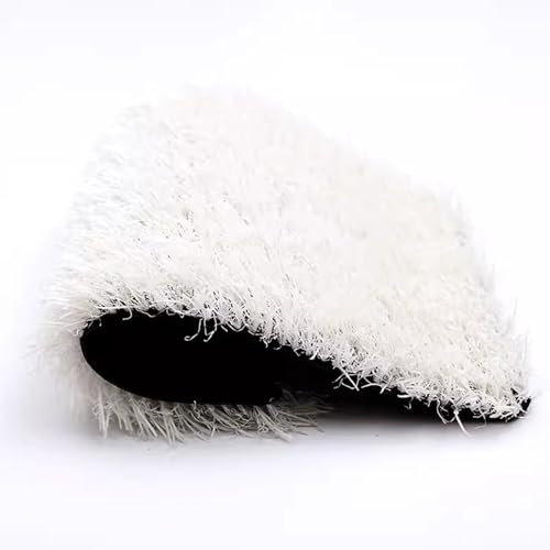 Tappeto erboso artificiale con erba sintetica ad alta densità e spessore 0,98 pollici, erba sintetica con fori di drenaggio, per parchi giochi, giardini e altro ancora, bianco, 60 x 90 cm