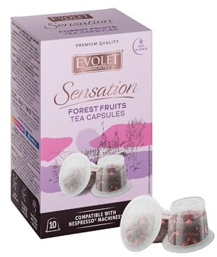 EVOLET - Cápsulas Premium de Té Hibisco y Frutas del Bosque - Compatibles con Nespresso - 10 Cápsulas - Diurético - Infusiona en Frío y Caliente