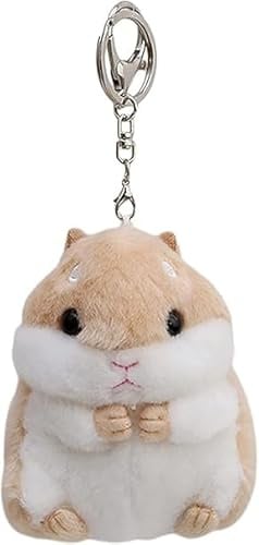 Gowxs Porte-clés en peluche marron avec hamster - Mignon animal doux - Pour sac