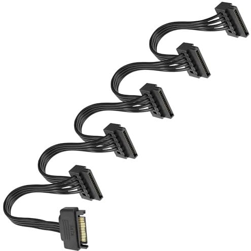 XMSJSIY Cable de alimentación SATA de 15 pines SATA a 5 x 15 pines SATA fuente de alimentación cable de extensión de 15 pines SATA macho a 5 x Serial SATA hembra cable de alimentación para disco duro