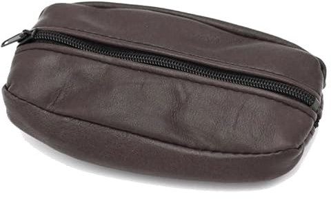 Van Der Rich ® - Porte Monnaie Zip de Deux côtés avec Porte-clés Cuir Agneau - Femme - Homme (Chocolat 3)