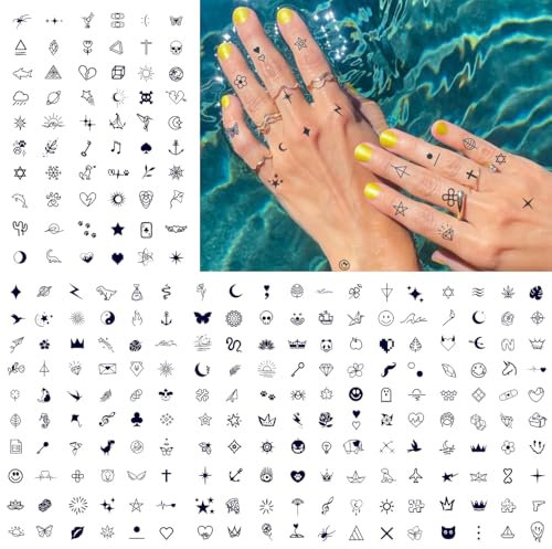 CHARLENT Petits Tatouages ​​Semi-Permanents pour Adultes - Tatouages ​​Réalistes, Imperméables, Durée de 2 Semaines, pour Femmes et Hommes, Doigts, Cou, Corps, S'estompent Naturellement, Sans Reflets