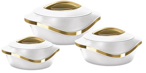 GRACE KITCHEN Cookware - 3-Piece Insulated Hot Pot Set – Stainless Steel Thermal Casserole Dishes with Lids & Side Handles – Keeps Food Warm for Hours – 1L, 1.5L, 2.5L