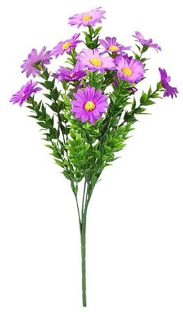 Bundles - Bouquet di margherite artificiali, in seta, cimitero, in finta plastica, da appendere alla finestra, alla casa, al tavolo, centrotavola, decorazione autunnale, bacche artificiali (viola