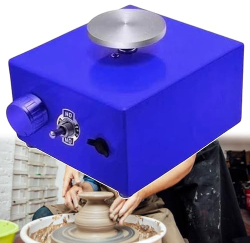 MYXJX tornio per Ceramica, Macchina for la Produzione di Argilla e Ceramica con 8 Strumenti for Modellare la Ceramica for Principianti(Blue)