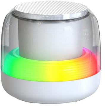 Arroopu Altavoz Mini, Pequeño Subwoofer con Luz RGB y Reproductor de Música, Reproductor de Música Portátil con Alcance de 10 Metros para Casa Camping Coche Senderismo Playa Fiesta Exterior Salón