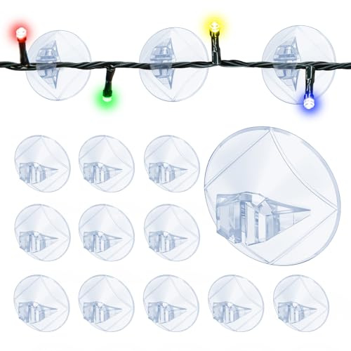 Etopgo Suction Cup Hook for Christmas Lights,60PCS Suckers for Fairy Lights | Clear PVC Reusable Suction Cup Clips for Windows Glass Hanging Xmas Decorations