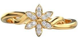 Plumeria Ring 925 Sterling Silber vergoldet Moissanit Runde Form Handgemachter Luxus Damenschmuck | WWJR_0165