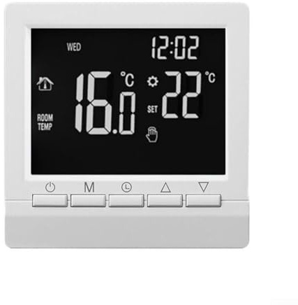 Qualoramall Temperature Controller Thermostat With Programmable Digital LCD 5+2 Week Heating Program, Battery Powered Operation, Anti Freeze Feature For Gas Boilers