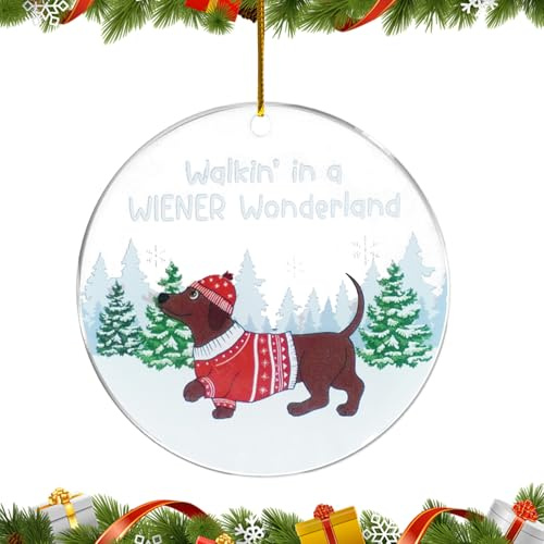 Dackel Weihnachtsbaumschmuck Acryl Christbaumschmuck Lustiger Hund Weihnachtsbaum Aufhänger Dackel Ornament Weihnachtsdekoration für Zuhause & Geschäft, Geschenk für Hundeliebhaber