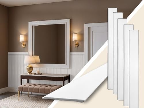 Wandpaneele Landhausstil – Boiserie Wandverkleidung aus hartem Polystyrol (PS), Weiß – einfache Montage mit Kleber, ideal für englische Wandverkleidung/Flurdekoration (50xLB02+6xDK3-ca.6 m²)