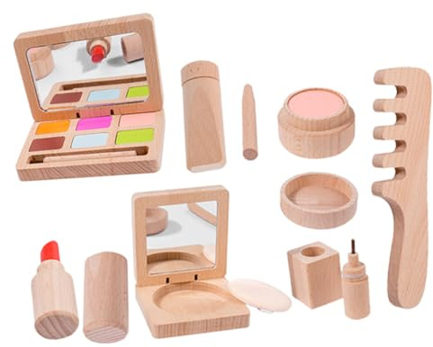 Abaodam Holz Schminkspielzeug Satz für Kinder mit Tragbares Schminkset für Mädchen Fördert Fantasie Rollenspiel Geschenk zu Weihnachten