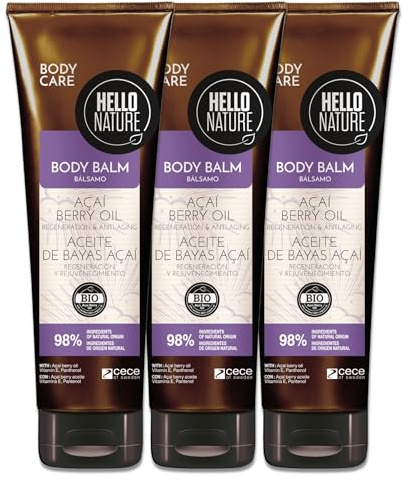 P-Beauty Naturkosmetik Körperbalsam mit Acai Öl - Veganer Body Balm für Damen & Herren - Feuchtigkeitspflege für trockene & sensible Haut regenerierend, pflegend (3x250ml)
