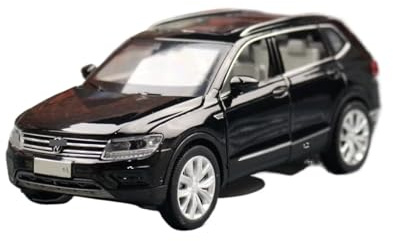 SYOEUR 1/32 Für Volkswagen Tiguan L SUV Spielzeugauto-Modellsammlung, Miniaturauto-Ornamente Aus Legierung Mit Rückzug Sowie Ton Und Licht Hobby Automodell Spielset(Schwarz)