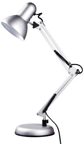 Premier Housewares Fully Adjustable Desk Lamp, Silver Metal