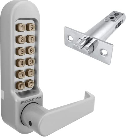 Borg 5001 (5401) Digital Push Button Door Lock with Holdback in Satin Stainless Steel