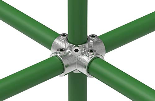 Fenau | Kreuz-Verbinder, 90°, Ø 21,3 mm, Kreuz-Stück, Rohrverbinder, Temperguss galvanisiert, feuerverzinkt, inkl. Schrauben