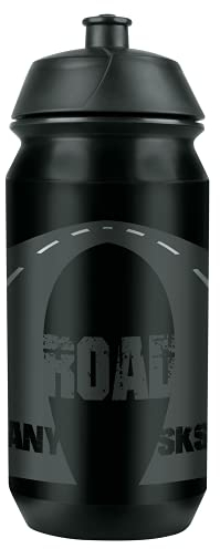 SKS GERMANY ROAD BOTTLE SMALL Gourde de 500 ml au design cool pour la route (accessoire de vélo pour tous les porte-bidons courants, valve push-pull anti-fuite, ergonomique, bouchon amovible) Noir