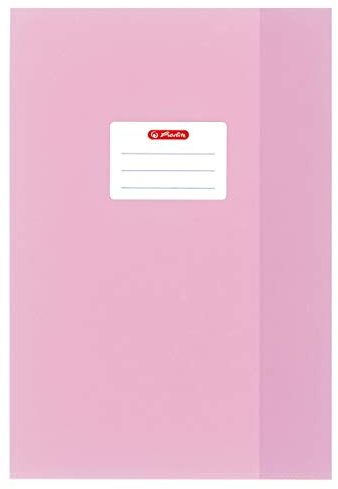 Herlitz 5 Heftumschläge/Hefthüllen Din A4 / Baststruktur (Rosa, 5er Pack | A4)
